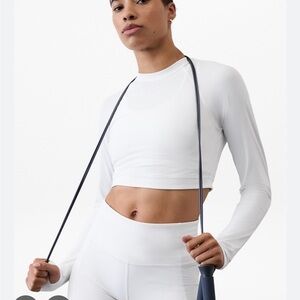 NWT Athleta White Long-Sleeve Performance Crop Top